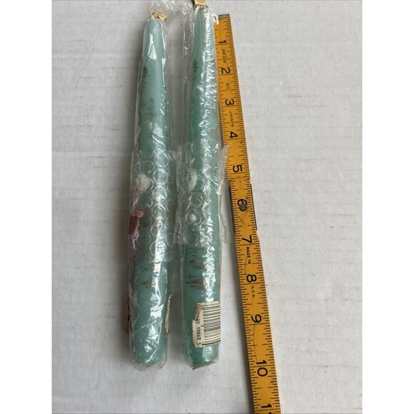 VTG Candles Tapers Teal Turquoise Gold Dust Sea Shells Embedded Design - Picture 4 of 5